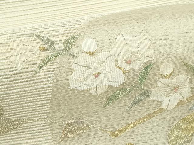 平和屋着物＊夏物　八寸名古屋帯　絽綴れ　枝花文　金銀糸　正絹　逸品　CABH5838rv