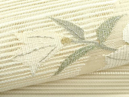 平和屋着物＊夏物　八寸名古屋帯　絽綴れ　枝花文　金銀糸　正絹　逸品　CABH5838rv