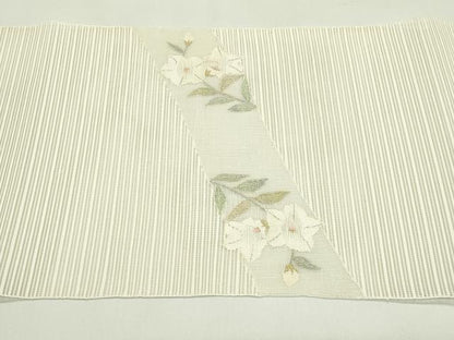 平和屋着物＊夏物　八寸名古屋帯　絽綴れ　枝花文　金銀糸　正絹　逸品　CABH5838rv