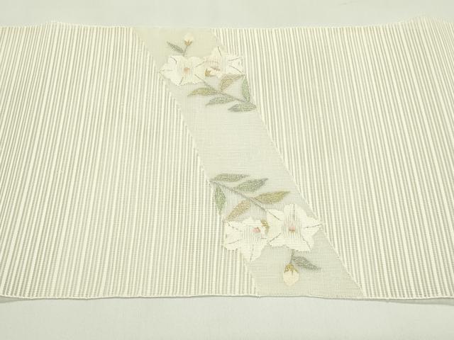 平和屋着物＊夏物　八寸名古屋帯　絽綴れ　枝花文　金銀糸　正絹　逸品　CABH5838rv