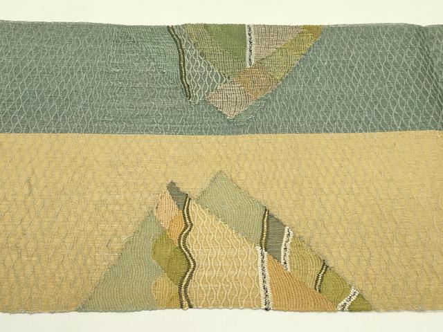 平和屋着物＊夏物　八寸名古屋帯　すくい織　幾何学文様　金糸　正絹　逸品　未使用　CABH5840rv