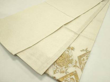 平和屋着物＊夏物　丸帯　総刺繍　絽刺し　区限刺繍　鳳凰菱花文　金銀糸　正絹　逸品　CABH5844rv