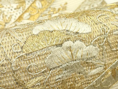 平和屋着物＊夏物　丸帯　総刺繍　絽刺し　区限刺繍　鳳凰菱花文　金銀糸　正絹　逸品　CABH5844rv