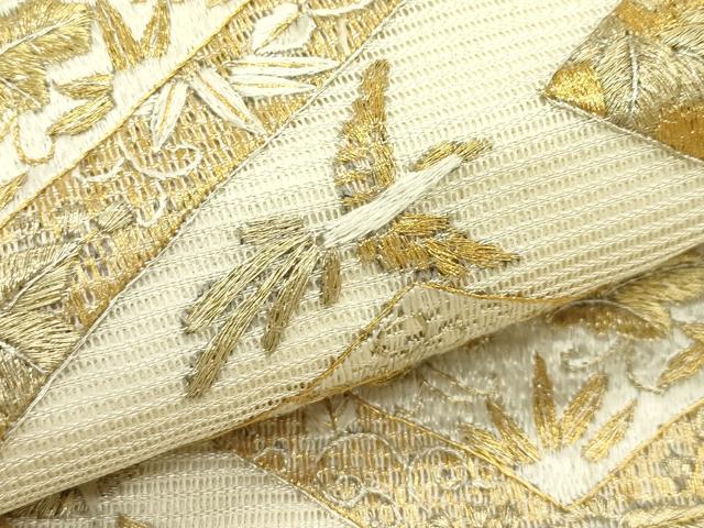 平和屋着物＊夏物　丸帯　総刺繍　絽刺し　区限刺繍　鳳凰菱花文　金銀糸　正絹　逸品　CABH5844rv