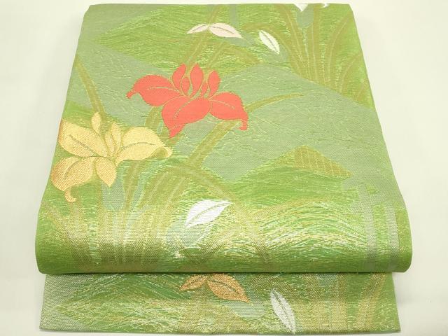 平和屋着物＊夏物 全通柄 本袋帯 杜若 金銀糸 正絹 逸品 未使用 CABH5845rv