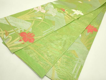 平和屋着物＊夏物 全通柄 本袋帯 杜若 金銀糸 正絹 逸品 未使用 CABH5845rv