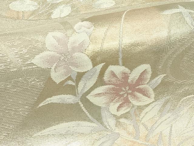 平和屋着物＊夏物 六通柄袋帯 流水草花文 銀糸 正絹 逸品 CABH5847rv