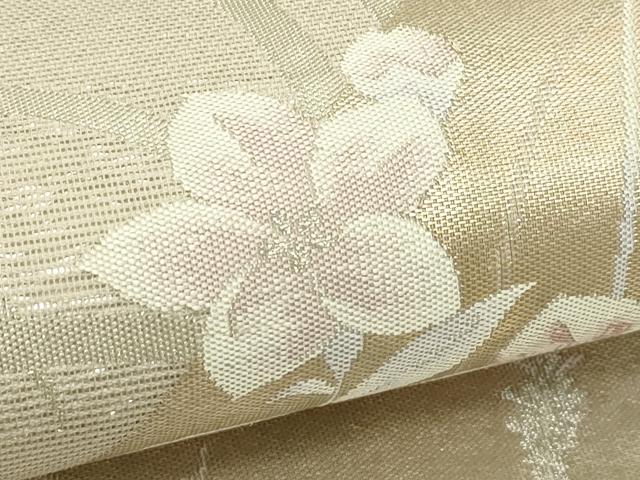 平和屋着物＊夏物 六通柄袋帯 流水草花文 銀糸 正絹 逸品 CABH5847rv