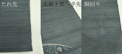平和屋着物＊夏物　八寸名古屋帯　草花文　金糸　正絹　逸品　CABH5853rv