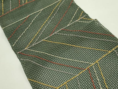 平和屋着物＊夏物　八寸名古屋帯　幾何学文様　正絹　逸品　CABH5854rv