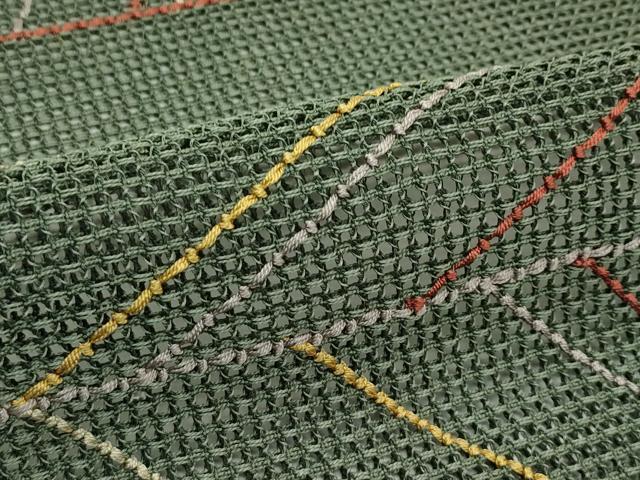 平和屋着物＊夏物　八寸名古屋帯　幾何学文様　正絹　逸品　CABH5854rv