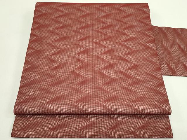 平和屋着物＊夏物　九寸名古屋帯　霞文　葡萄色　正絹　逸品　CABH5858rv