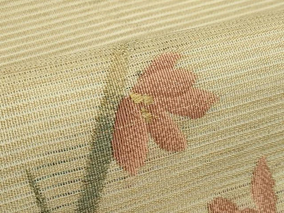 平和屋着物＊夏物　九寸名古屋帯　草花文　金糸　正絹　逸品　CABH5860rv