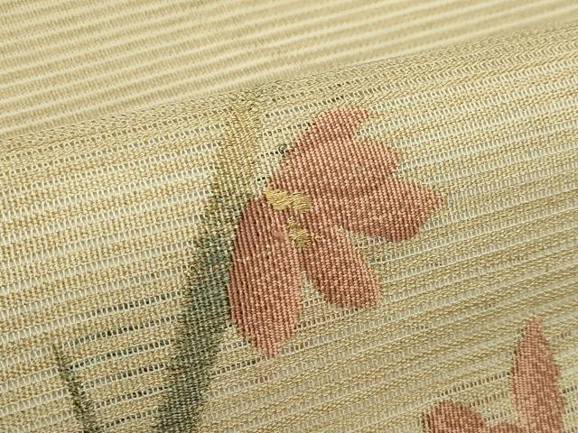 平和屋着物＊夏物　九寸名古屋帯　草花文　金糸　正絹　逸品　CABH5860rv