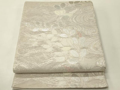 平和屋着物＊夏物　六通柄袋帯　流水萩文　銀糸　正絹　逸品　CABH5863rv