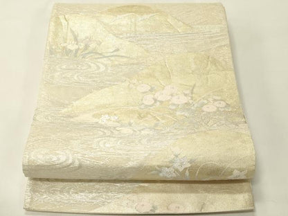 平和屋着物＊夏物　六通柄袋帯　遠山飛鶴秋草文　金銀糸　正絹　逸品　CABH5872rv
