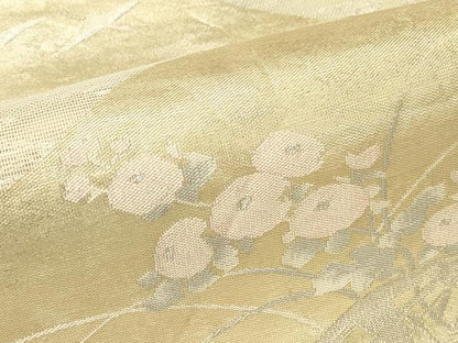 平和屋着物＊夏物　六通柄袋帯　遠山飛鶴秋草文　金銀糸　正絹　逸品　CABH5872rv