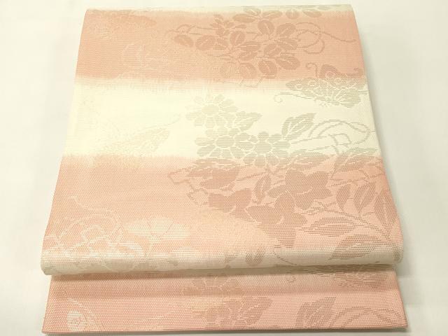 平和屋着物＊夏物　六通柄袋帯　舞蝶花筏文　金銀糸　正絹　逸品　CABH5873rv