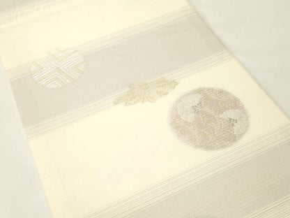 平和屋着物＊夏物　六通柄袋帯　草花丸文　金銀糸　正絹　逸品　CABH5874rv