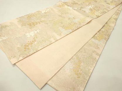 平和屋着物＊夏物　全通柄　本袋帯　草花文　金銀糸　正絹　逸品　CABH5875rv