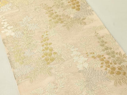平和屋着物＊夏物　全通柄　本袋帯　草花文　金銀糸　正絹　逸品　CABH5875rv