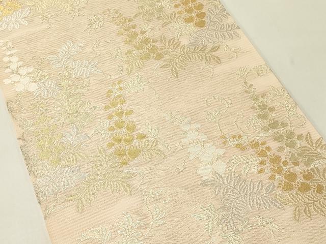 平和屋着物＊夏物　全通柄　本袋帯　草花文　金銀糸　正絹　逸品　CABH5875rv