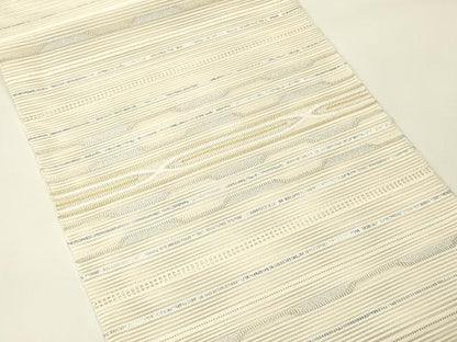 平和屋着物＊夏物　八寸名古屋帯　絽綴れ　横段文　金銀糸　正絹　逸品　CABH5876rv