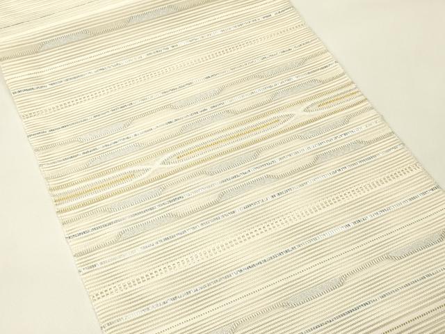 平和屋着物＊夏物　八寸名古屋帯　絽綴れ　横段文　金銀糸　正絹　逸品　CABH5876rv