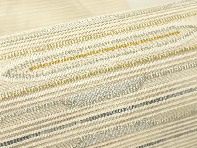 平和屋着物＊夏物　八寸名古屋帯　絽綴れ　横段文　金銀糸　正絹　逸品　CABH5876rv