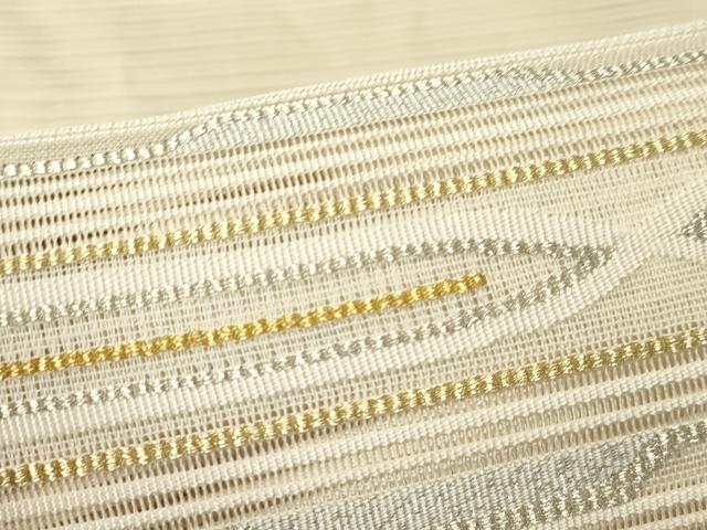 平和屋着物＊夏物　八寸名古屋帯　絽綴れ　横段文　金銀糸　正絹　逸品　CABH5876rv