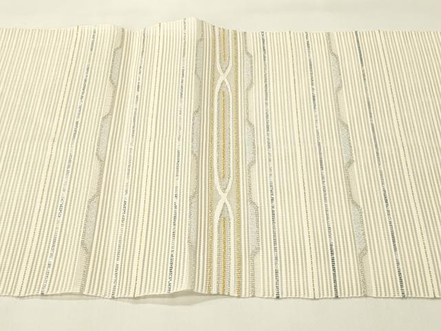 平和屋着物＊夏物　八寸名古屋帯　絽綴れ　横段文　金銀糸　正絹　逸品　CABH5876rv