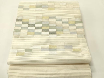 平和屋着物＊夏物　八寸名古屋帯　絽綴れ　市松文様　正絹　逸品　CABH5878rv