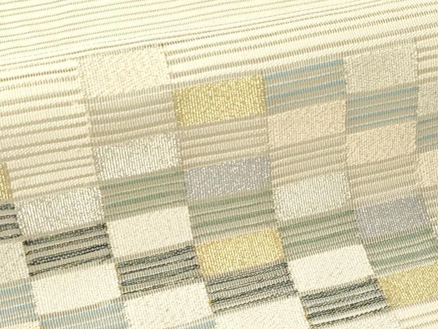 平和屋着物＊夏物　八寸名古屋帯　絽綴れ　市松文様　正絹　逸品　CABH5878rv