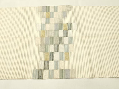 平和屋着物＊夏物　八寸名古屋帯　絽綴れ　市松文様　正絹　逸品　CABH5878rv
