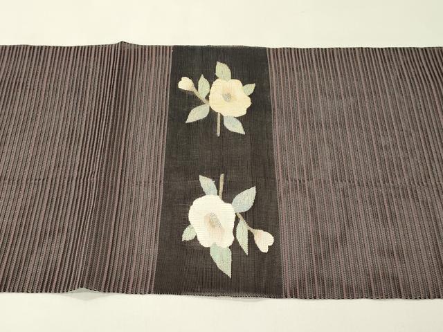 平和屋着物＊夏物　八寸名古屋帯　絽綴れ　草花文　銀糸　正絹　逸品　CABH5883rv