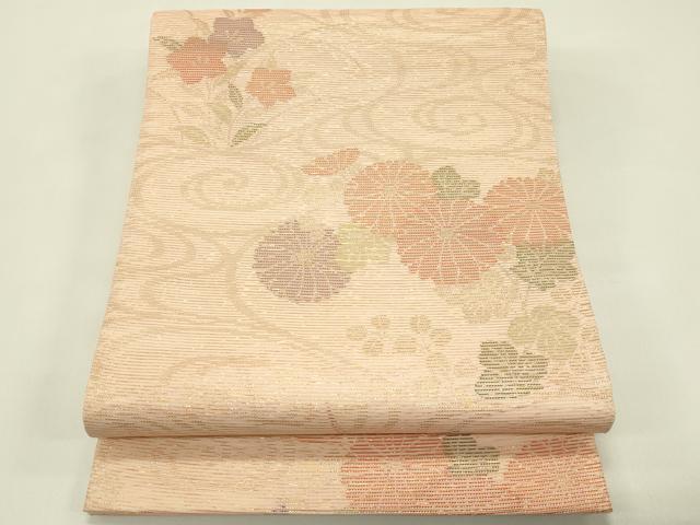平和屋着物＊夏物　六通柄袋帯　秋草文　金糸　正絹　逸品　CABH5891rv
