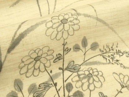 平和屋着物＊夏物　九寸名古屋帯　手描き　雛逸　秋草　麻　逸品　CABH5896rv