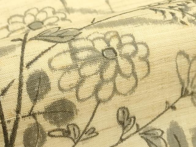 平和屋着物＊夏物　九寸名古屋帯　手描き　雛逸　秋草　麻　逸品　CABH5896rv