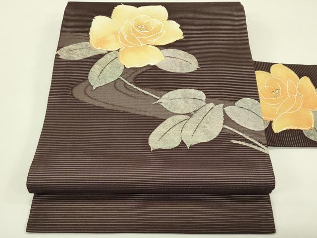 平和屋着物＊夏物　九寸名古屋帯　草花文　金糸　正絹　逸品　CABH5897rv