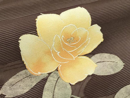 平和屋着物＊夏物　九寸名古屋帯　草花文　金糸　正絹　逸品　CABH5897rv