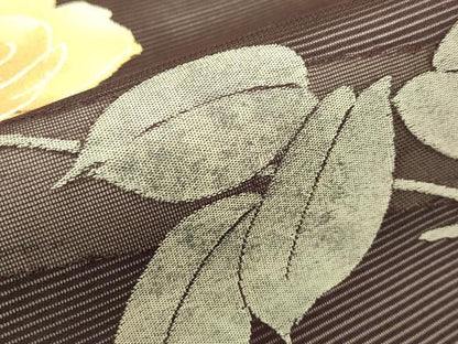 平和屋着物＊夏物　九寸名古屋帯　草花文　金糸　正絹　逸品　CABH5897rv