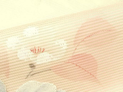 平和屋着物＊夏物　九寸名古屋帯　枝花文　金糸　正絹　逸品　未使用　CABH5898rv