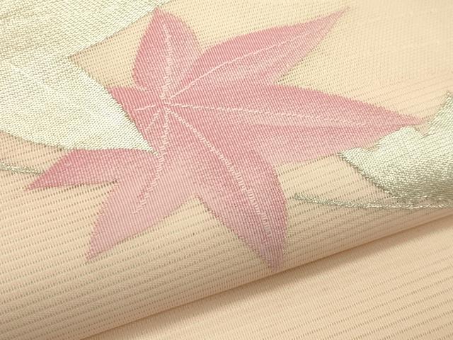 平和屋着物＊夏物　九寸名古屋帯　楓　銀糸　正絹　逸品　未使用　CABH5899rv