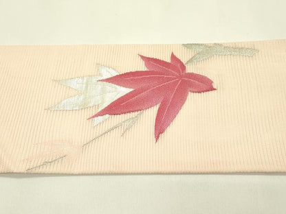 平和屋着物＊夏物　九寸名古屋帯　楓　銀糸　正絹　逸品　未使用　CABH5899rv