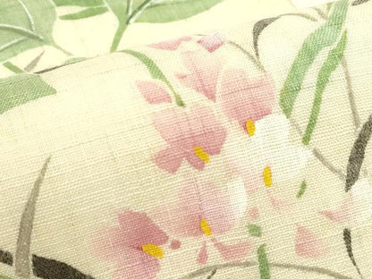 平和屋着物＊夏物　九寸名古屋帯　草花文　金彩　麻　逸品　CABH5900rv