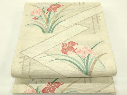 平和屋着物＊夏物　八寸名古屋帯　杜若　金糸　正絹　逸品　CABH5903rv