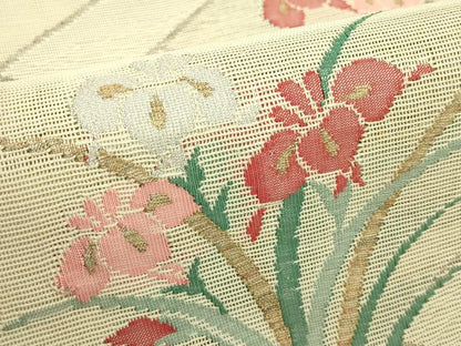 平和屋着物＊夏物　八寸名古屋帯　杜若　金糸　正絹　逸品　CABH5903rv