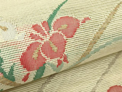 平和屋着物＊夏物　八寸名古屋帯　杜若　金糸　正絹　逸品　CABH5903rv