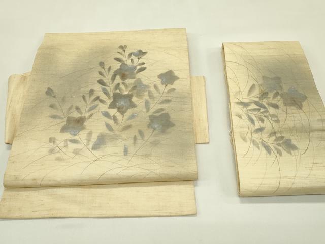 平和屋着物＊夏物　つけ帯　手描き　桔梗　麻　逸品　CABH5905rv
