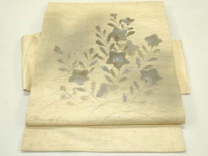 平和屋着物＊夏物　つけ帯　手描き　桔梗　麻　逸品　CABH5905rv